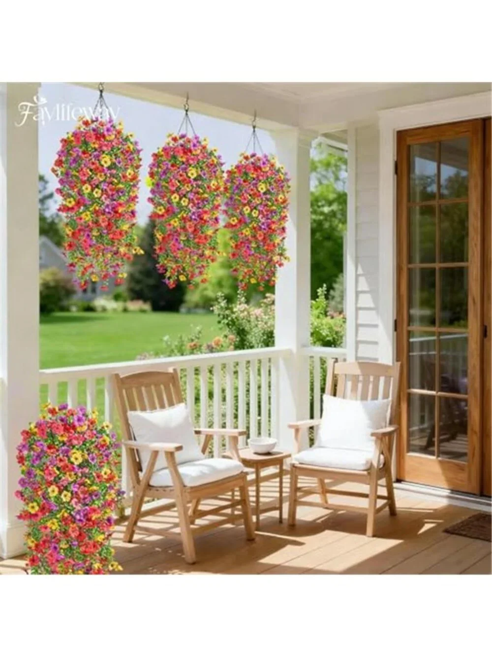 Artificial Hanging Flowers Outdoor UV Resistant Fake Silk Patio Porch Decor 4PC